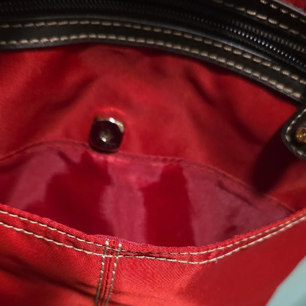 Liz Claiborne Red and Brown Messenger Bag